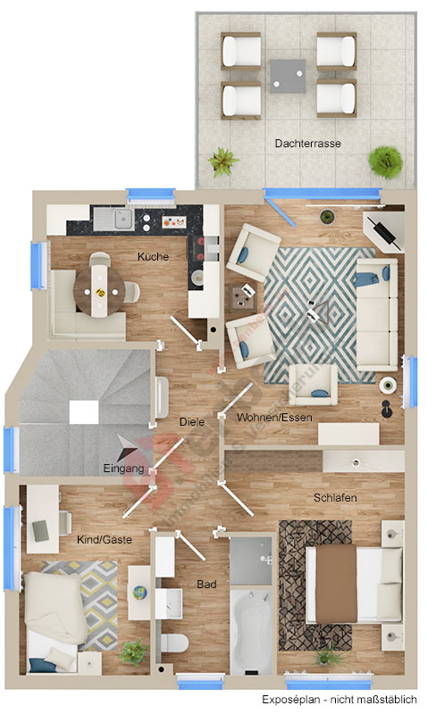 Grundriss - Obergeschoss Wohnung Bocholt
