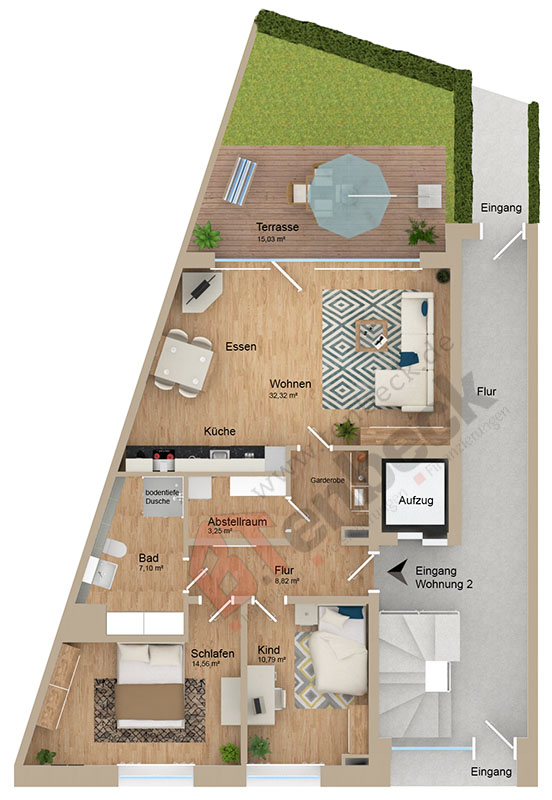 Grundriss - Wohnung 2 im EG Wohnung Bocholt