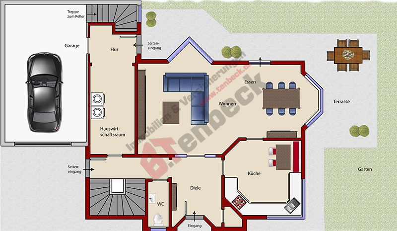 Grundriss - Erdgeschoss Einfamilienhaus Bocholt
