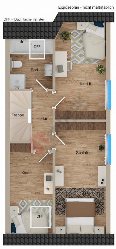 Grundriss - Dachgeschoss Doppelhaush�lfte Bocholt