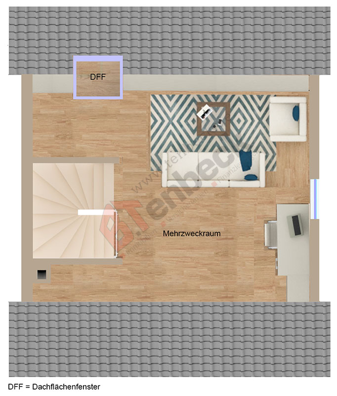 Grundriss - Spitzboden Doppelhaush�lfte Bocholt