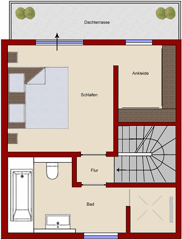 Grundriss - Obergeschoss Reihenmittelhaus Bocholt