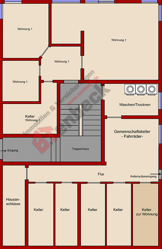 Grundriss - Keller Wohnung Bocholt