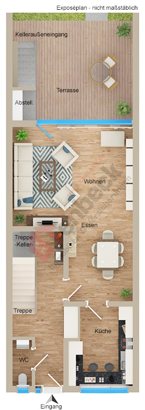Grundriss - Erdgeschoss Reihenmittelhaus Bocholt