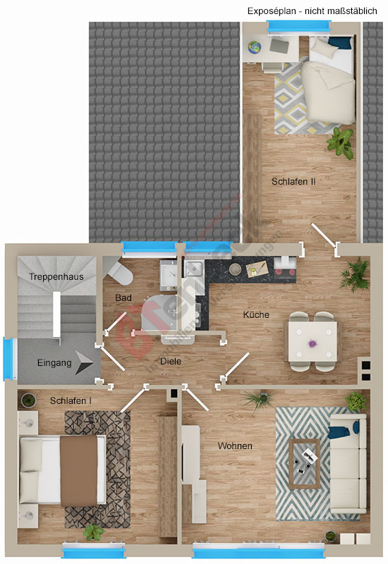 Grundriss - Dachgeschoss Zweifamilienhaus Bocholt