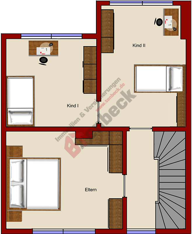 Grundriss - Obergeschoss Reihenmittelhaus Bocholt