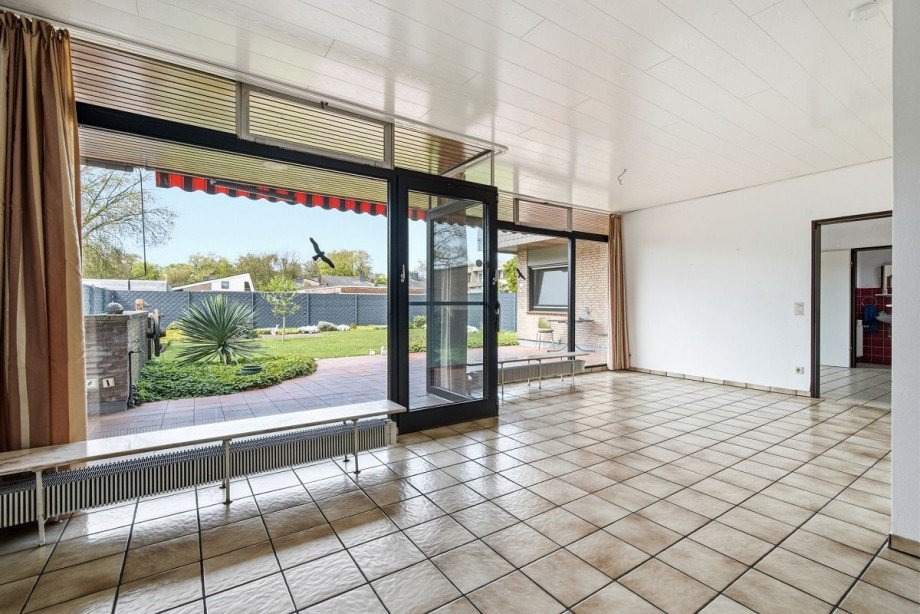 Wohnen - Blick in den Garten Bungalow Bocholt
