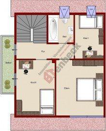 Grundriss - Dachgeschoss Doppelhaush�lfte mit Keller und Garage in ruhiger Lage von Bocholt!