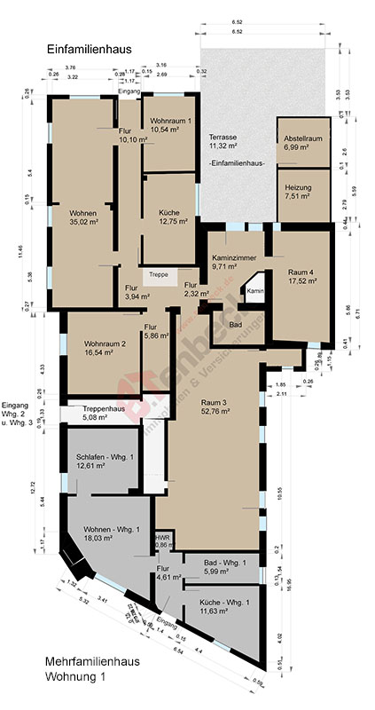Grundriss - Erdgeschoss Mehrfamilienhaus Hamminkeln-Dingden