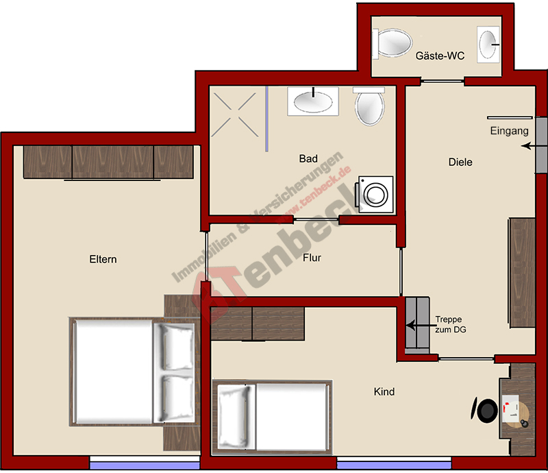 Grundriss - Obergeschoss Wohnung Bocholt