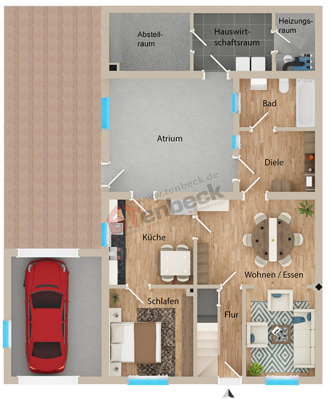 Grundriss-Erdgeschoss Zweifamilienhaus Bocholt