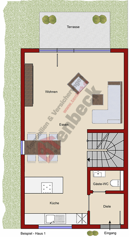 Grundriss - Erdgeschoss Reihenendhaus Bocholt