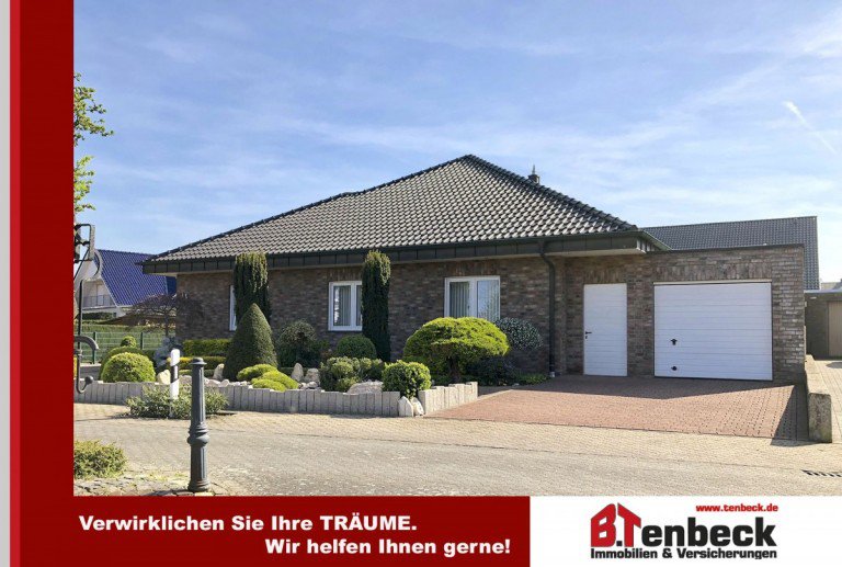 ... Ansicht des Hauses Isselburg-Werth Einfamilienhaus Walmdachbungalow mit viel Platz am Ende einer Sackgasse in Werth gelegen!