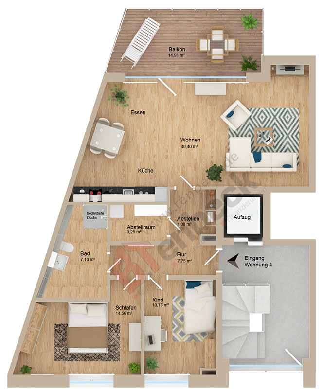 Grundriss - Wohnung 4 im OG Wohnung Bocholt