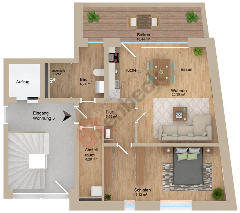 Grundriss - Wohnung 3 im OG Wohnung Bocholt