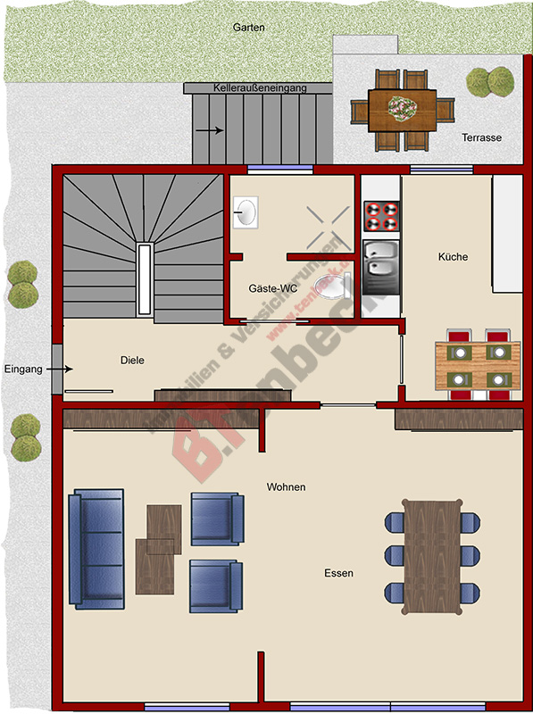 Grundriss - Erdgeschoss Doppelhaush�lfte Bocholt