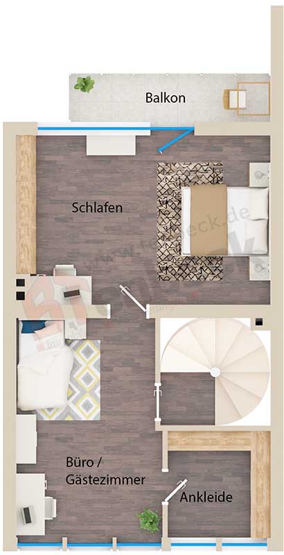 Grundriss 1 OG Reihenmittelhaus Bocholt