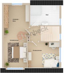 Grundriss DG Doppelhaush�lfte mit Keller und Garage in ruhiger Lage von Bocholt, N�he Friedhof!
