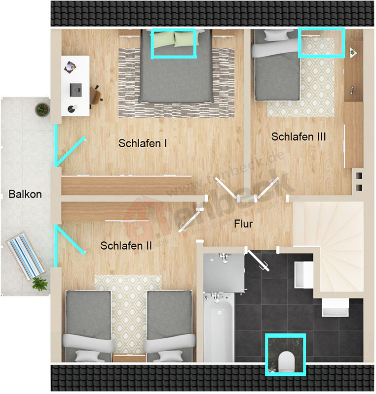 Grundriss - Dachgeschoss Doppelhaush�lfte Bocholt