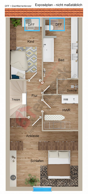 Grundriss - Dachgeschoss Reihenmittelhaus Bocholt
