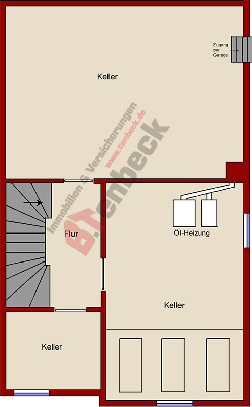 Grundriss - Keller Doppelhaush�lfte Bocholt-Liedern