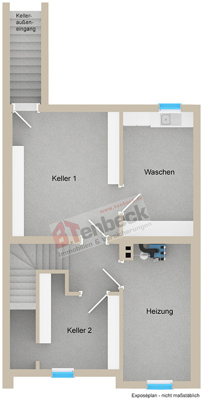 Grundriss-Keller Reihenmittelhaus Bocholt