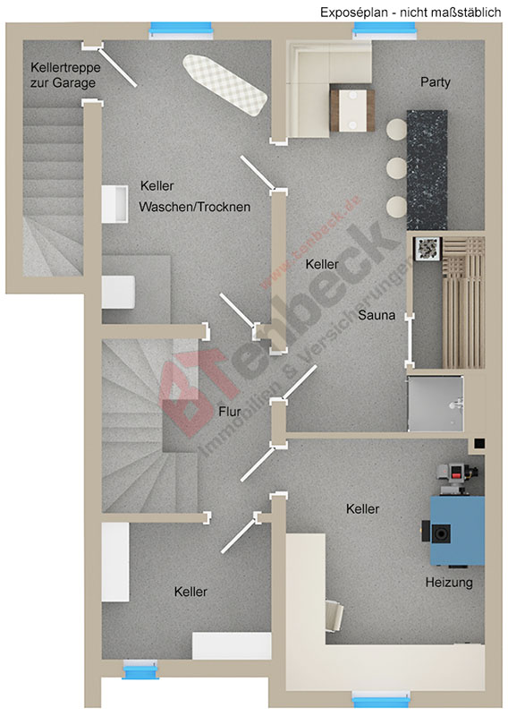 Grundriss - Keller Reihenendhaus Bocholt