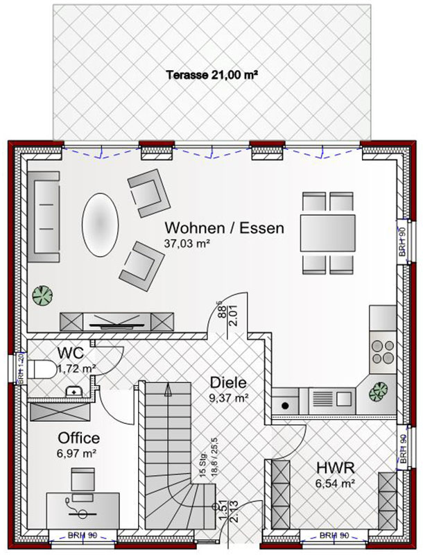 Grundriss - Erdgeschoss Einfamilienhaus Rhede