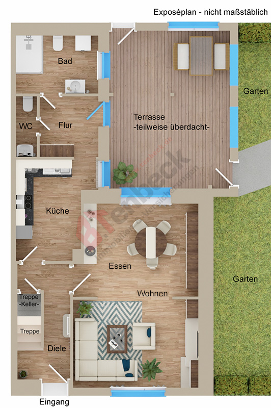 Grundriss - Erdgeschoss Doppelhaush�lfte Bocholt