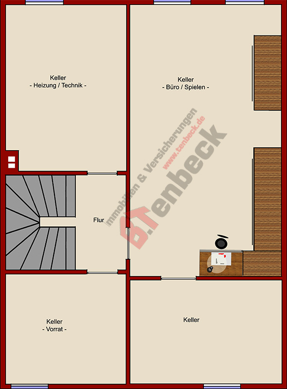 Grundriss - Keller Doppelhaush�lfte Bocholt