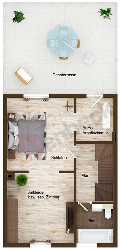 Grundriss OG Reihenmittelhaus Bocholt