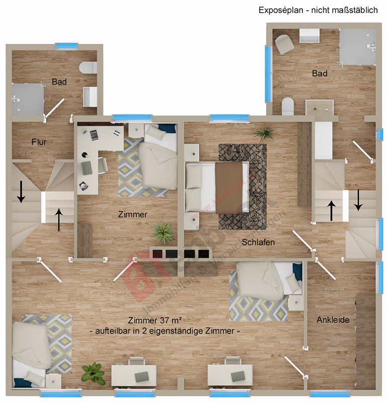 Grundriss - Obergeschoss Reihenendhaus Bocholt