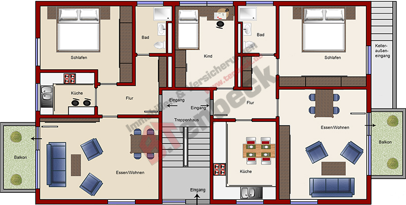 Grundriss - Erdgeschoss Mehrfamilienhaus Bocholt