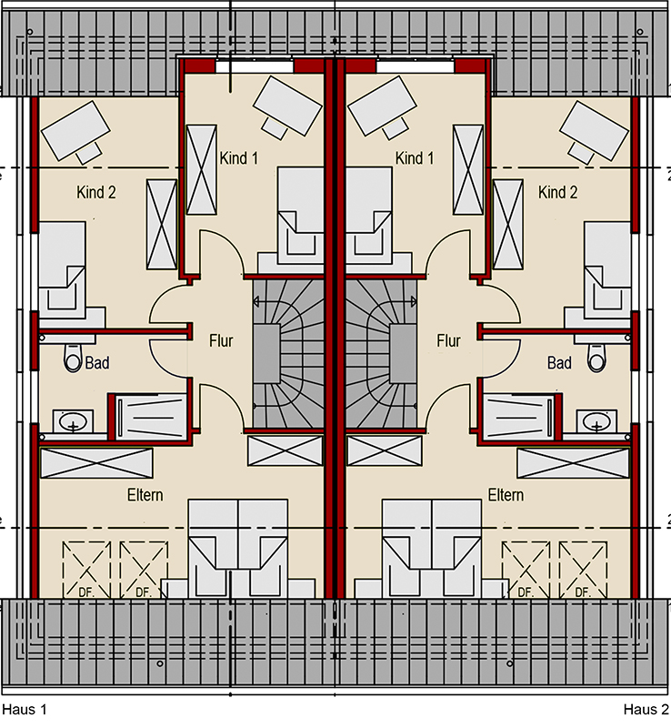 Grundriss - Dachgeschoss Doppelhaush�lfte Borken-Burlo