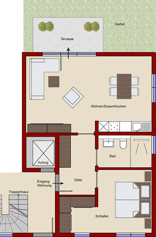 Grundriss - Erdgeschoss Wohnung Bocholt
