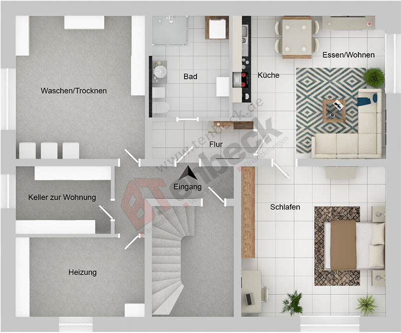 Grundriss - Souterrain Wohnung Bocholt