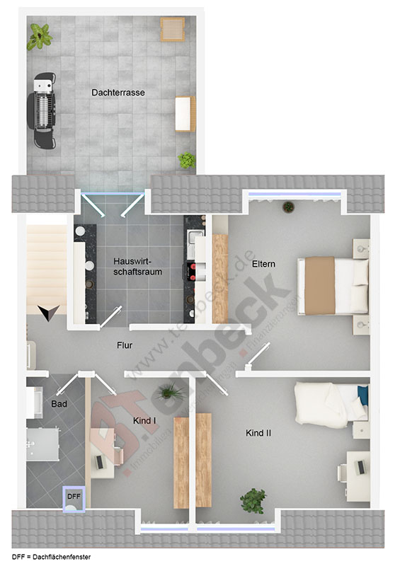 Grundriss - Dachgeschoss Doppelhaush�lfte Bocholt