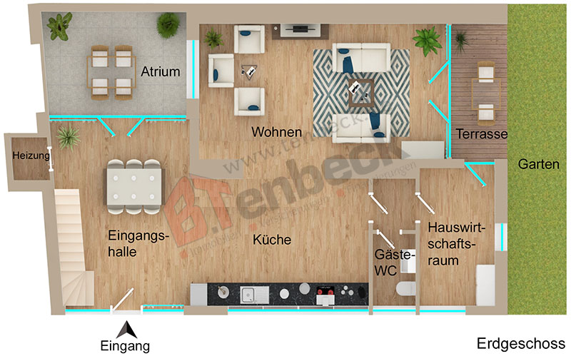 Grundriss-Erdgeschoss Doppelhaush�lfte Hamminkeln-Ringenberg