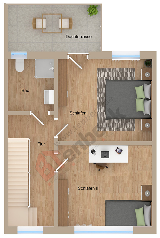 Grundriss - Obergeschoss Reihenmittelhaus Bocholt