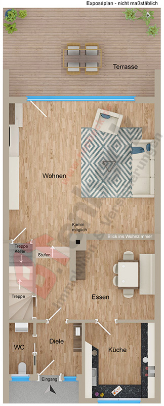 Grundriss - Erdgeschoss Reihenmittelhaus Bocholt