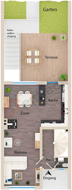 Grundriss EG Reihenmittelhaus Bocholt
