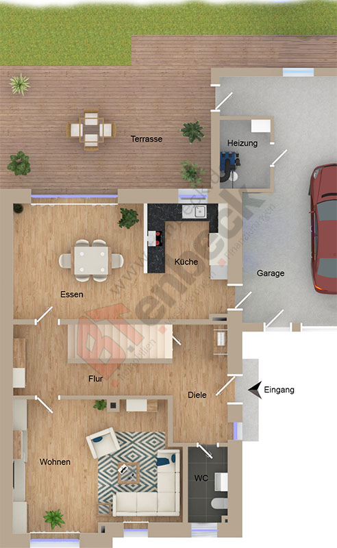 Grundriss - Erdgeschoss Doppelhaush�lfte Rhede
