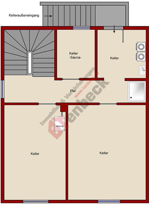 Grundriss - Keller Doppelhaush�lfte Bocholt