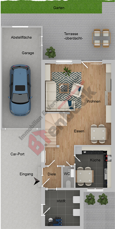 Grundriss - Erdgeschoss Doppelhaush�lfte Bocholt