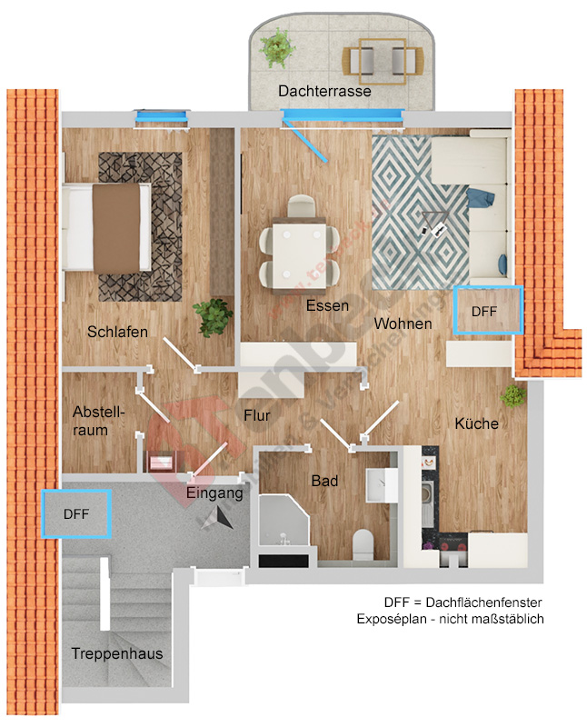 Grundriss - Dachgeschoss Wohnung Bocholt