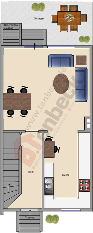 Grundriss - Erdgeschoss Reihenmittelhaus Bocholt