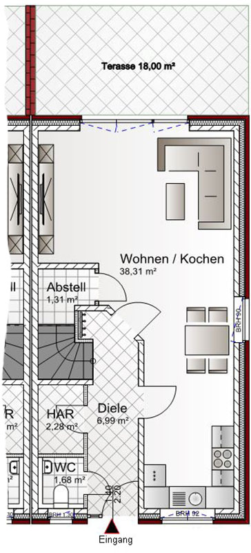 Grundriss EG Haus 4 Doppelhaush�lfte Rhede