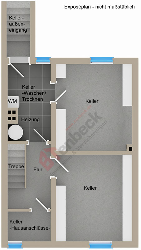 Grundriss - Keller Reihenmittelhaus Bocholt