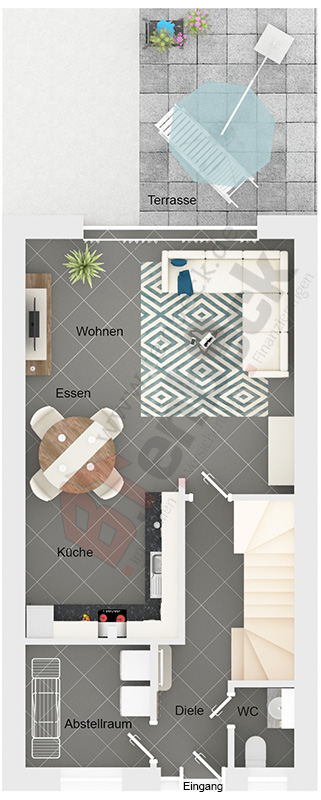 Grundriss - Erdgeschoss Reihenmittelhaus Bocholt