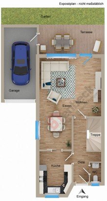 Grundriss - Erdgeschoss Doppelhaush�lfte in ruhiger Sackgassenlage von Bocholt!